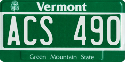 VT license plate ACS490