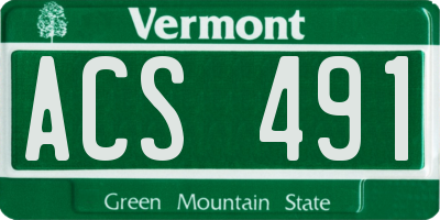 VT license plate ACS491