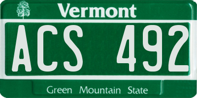 VT license plate ACS492
