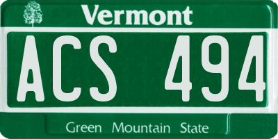 VT license plate ACS494