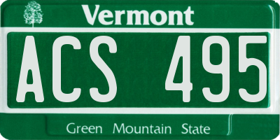 VT license plate ACS495