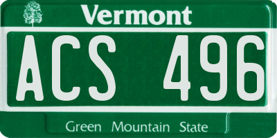 VT license plate ACS496