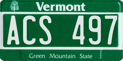 VT license plate ACS497