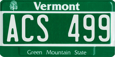 VT license plate ACS499