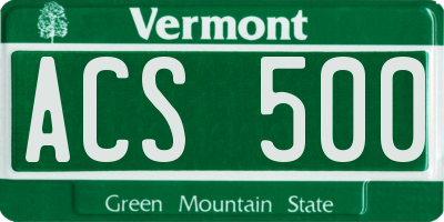 VT license plate ACS500