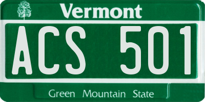 VT license plate ACS501