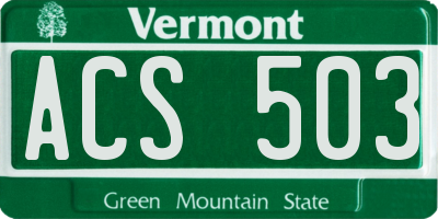 VT license plate ACS503