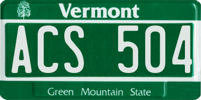 VT license plate ACS504