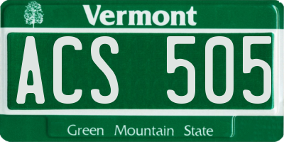 VT license plate ACS505