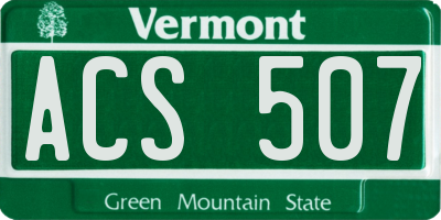 VT license plate ACS507