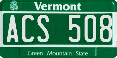 VT license plate ACS508