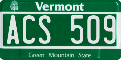 VT license plate ACS509