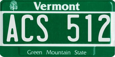 VT license plate ACS512