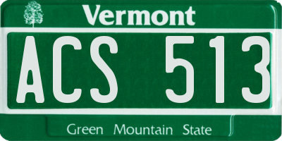 VT license plate ACS513