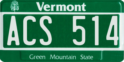 VT license plate ACS514