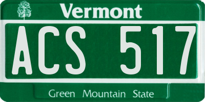VT license plate ACS517