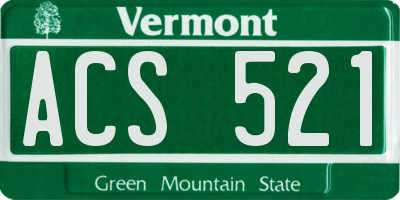VT license plate ACS521