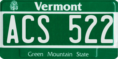 VT license plate ACS522