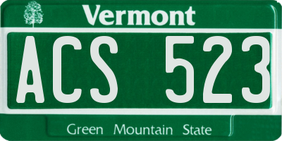 VT license plate ACS523