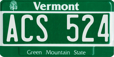 VT license plate ACS524