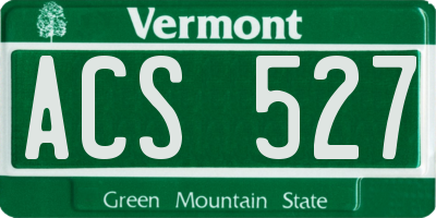 VT license plate ACS527