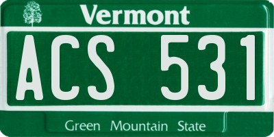 VT license plate ACS531