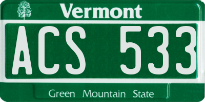 VT license plate ACS533