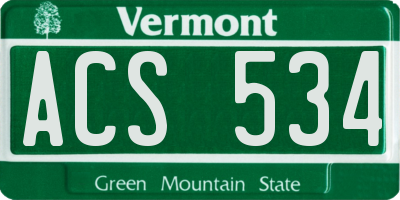VT license plate ACS534