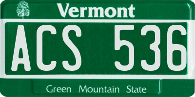 VT license plate ACS536