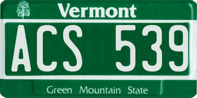 VT license plate ACS539