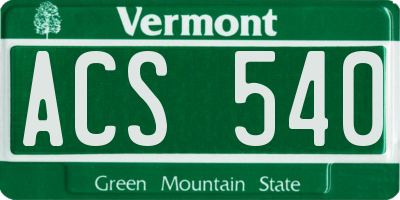 VT license plate ACS540