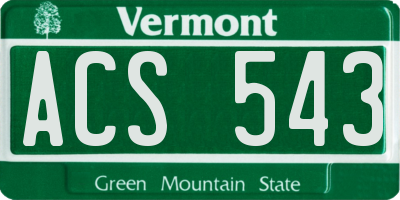 VT license plate ACS543
