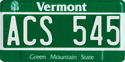 VT license plate ACS545