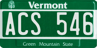 VT license plate ACS546