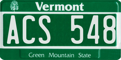 VT license plate ACS548