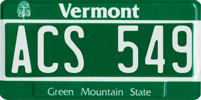 VT license plate ACS549