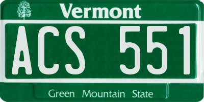 VT license plate ACS551