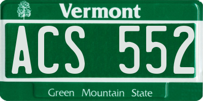 VT license plate ACS552