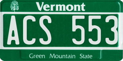 VT license plate ACS553