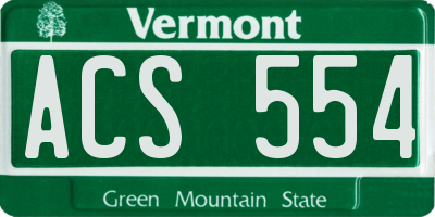 VT license plate ACS554