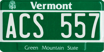 VT license plate ACS557
