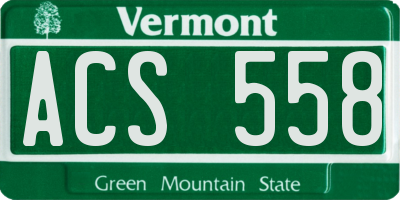 VT license plate ACS558
