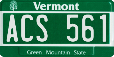 VT license plate ACS561