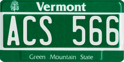 VT license plate ACS566