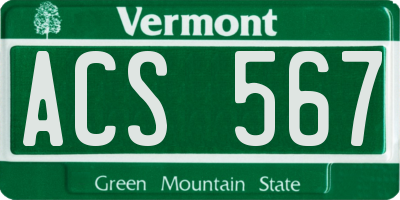 VT license plate ACS567