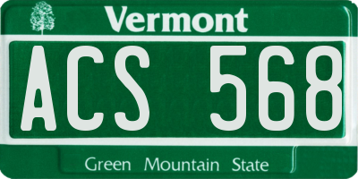 VT license plate ACS568