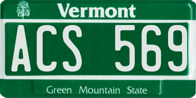 VT license plate ACS569