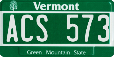 VT license plate ACS573
