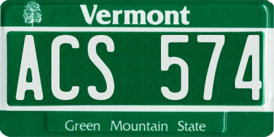 VT license plate ACS574