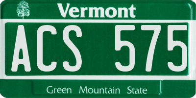 VT license plate ACS575